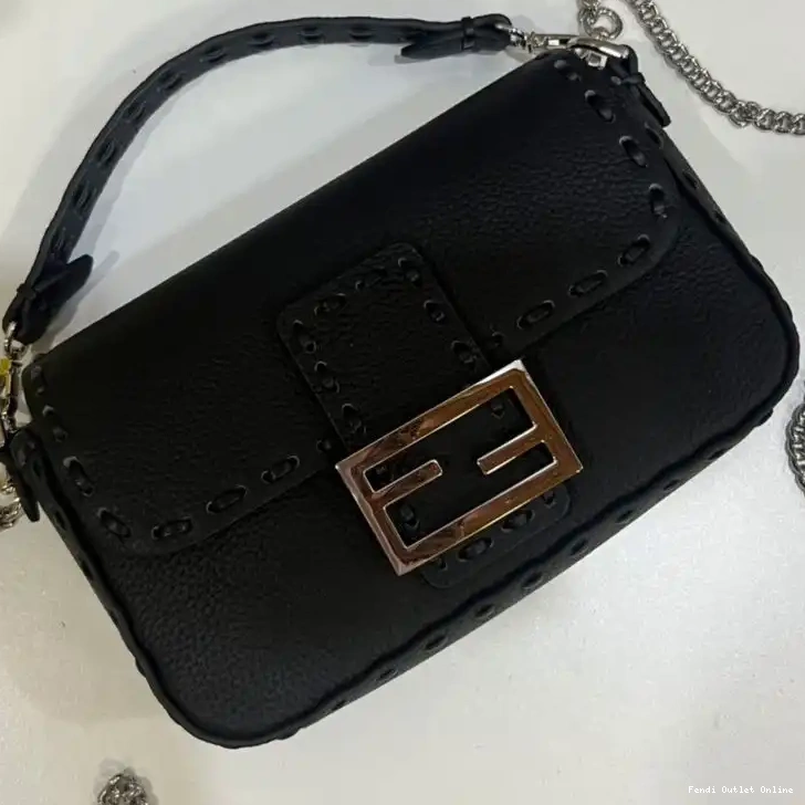 Affordable Leather Bag Romano In Cuoio Selleria Mini Fendi Baguette Black 0615